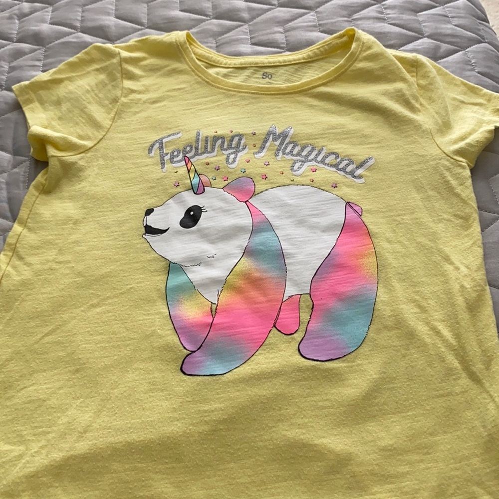 Girls short sleeve Panda Unicorn Tee